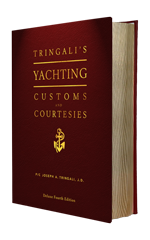 Calkins Harbor book, Tringali's Yachting customs and courtesies book and Certified Registration of Yacht clubs two red books.