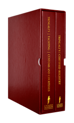 Tringali's Yachting customs and courtesies book and Certified Registration of Yacht clubs two red books. set, case.